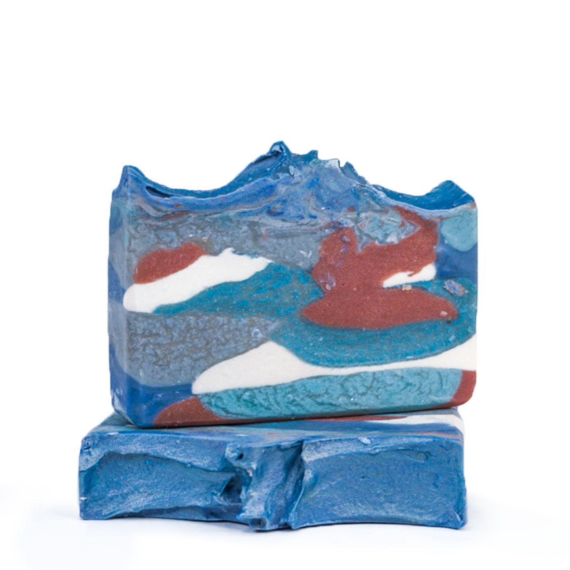 blue white and burgundy soap bars